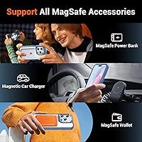 Vista 4 de Temdan Funda magnética transparente para iPhone 15 Pro Max, compatible con Magsafe, 2 protectores de pantalla de vidrio + protector de lente