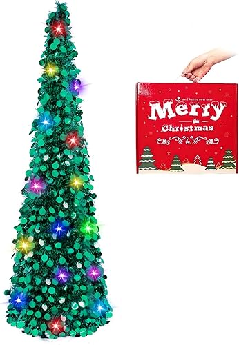 MACTING - Árbol de Navidad de oropel de 5pies con soporte