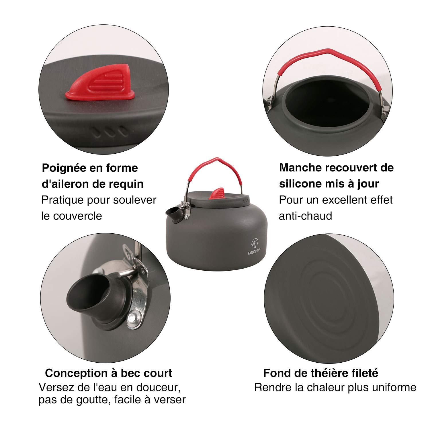 REDCAMP 1.4L Small Camping Kettle, Folding Water Pot with Carrying Bag, Compact Lightweight Tea Kettle for Outdoor Cooking Backpacking Picnic Fishing Boiling