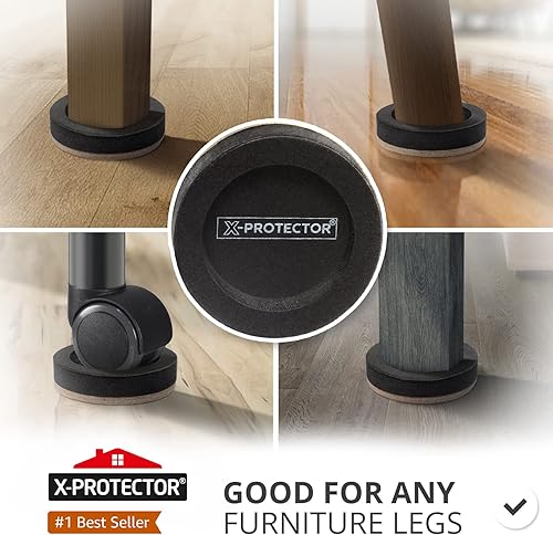 Miniatura 3 de X-PROTECTOR - Deslizadores de muebles de fieltro para suelos de madera dura, 8 piezas de 3  pulgadas, deslizador de muebles con diseño único,