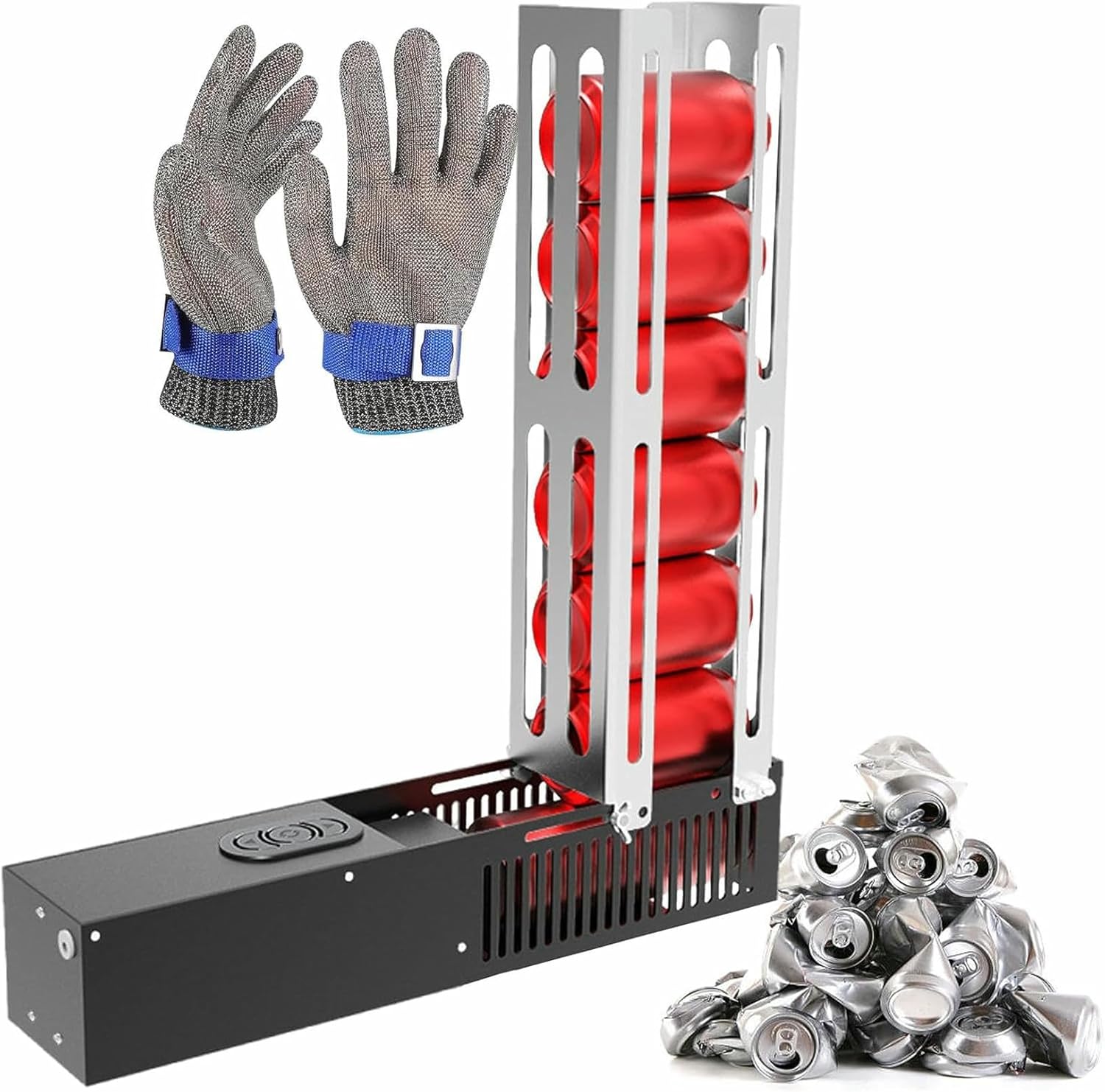 6-16 oz Electric Aluminum Can Crushers,Can be Compressed to 1/5~1/6 Size,Double Modes Adjustment Bracket Automatic Plastic Water Bottle Smashing Tools