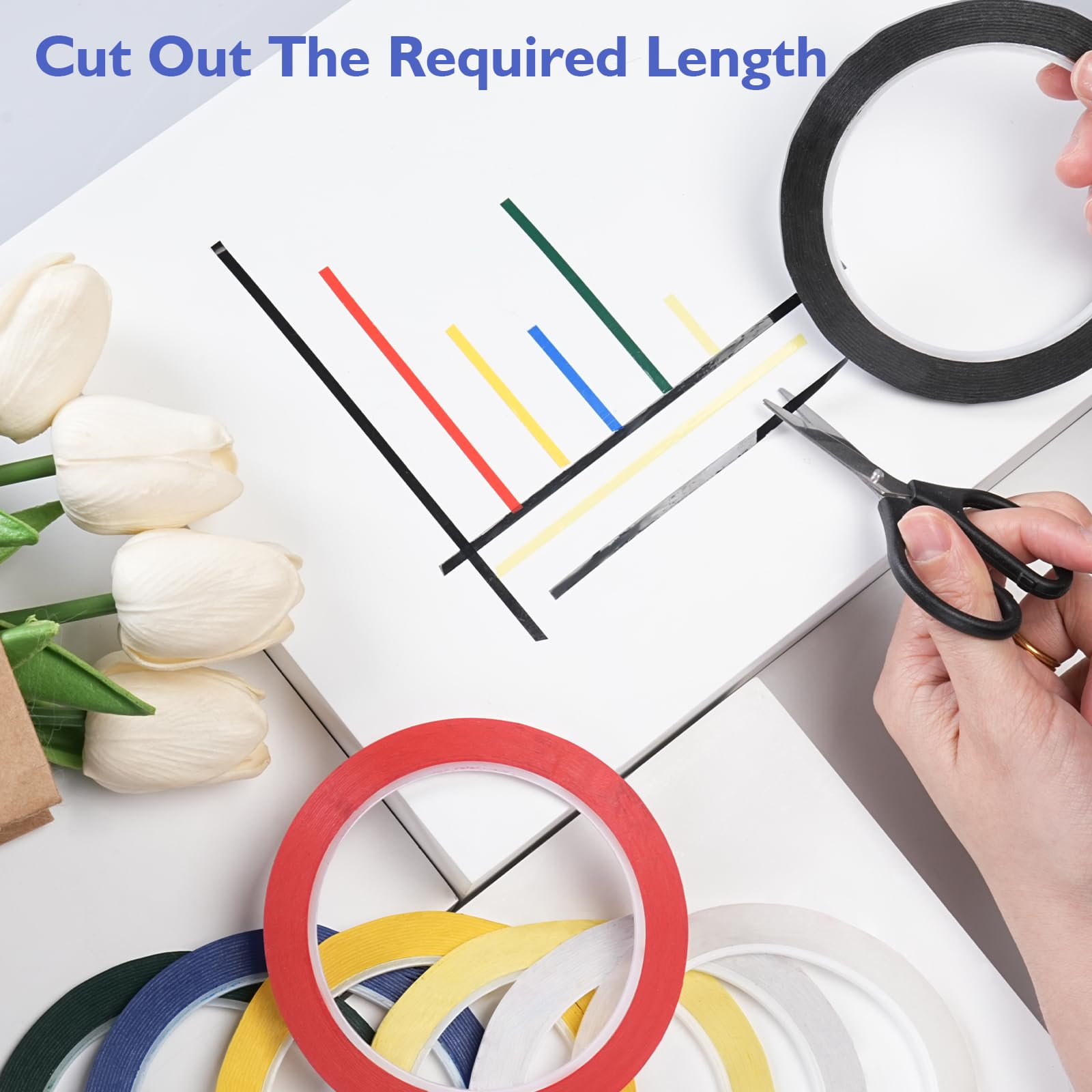 Annickee 8 Rollen Whiteboard Accessoires Plakstrips, Whiteboard Gridding Tape, 3mm x 66m, Grafische Tape en Kleine Schaar, Whiteboard Plakband, Markeertape voor School, Kantoor en Thuis (wit