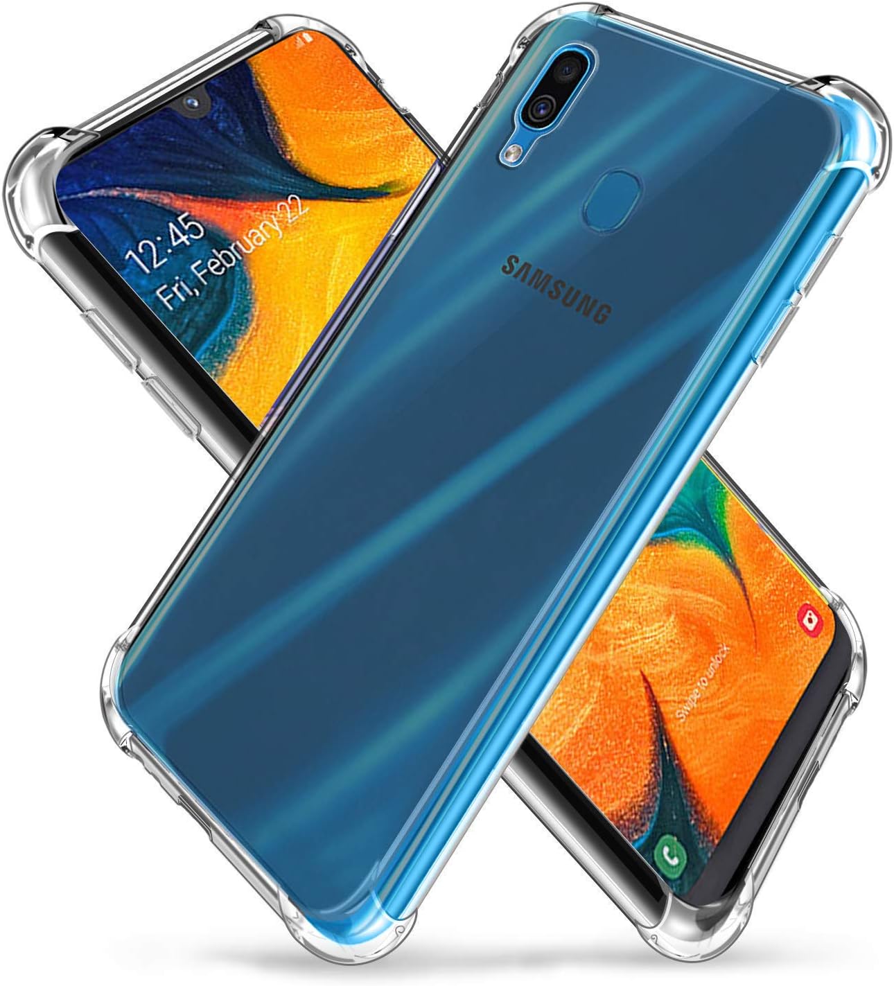 Galaxy A30/A20 (2019) Case,Slim Thin Anti-Scratch Clear Flexible TPU Silicone with Four Corner Bumper Protective Case Cover Compatible for Samsung (2019)(Transparent)