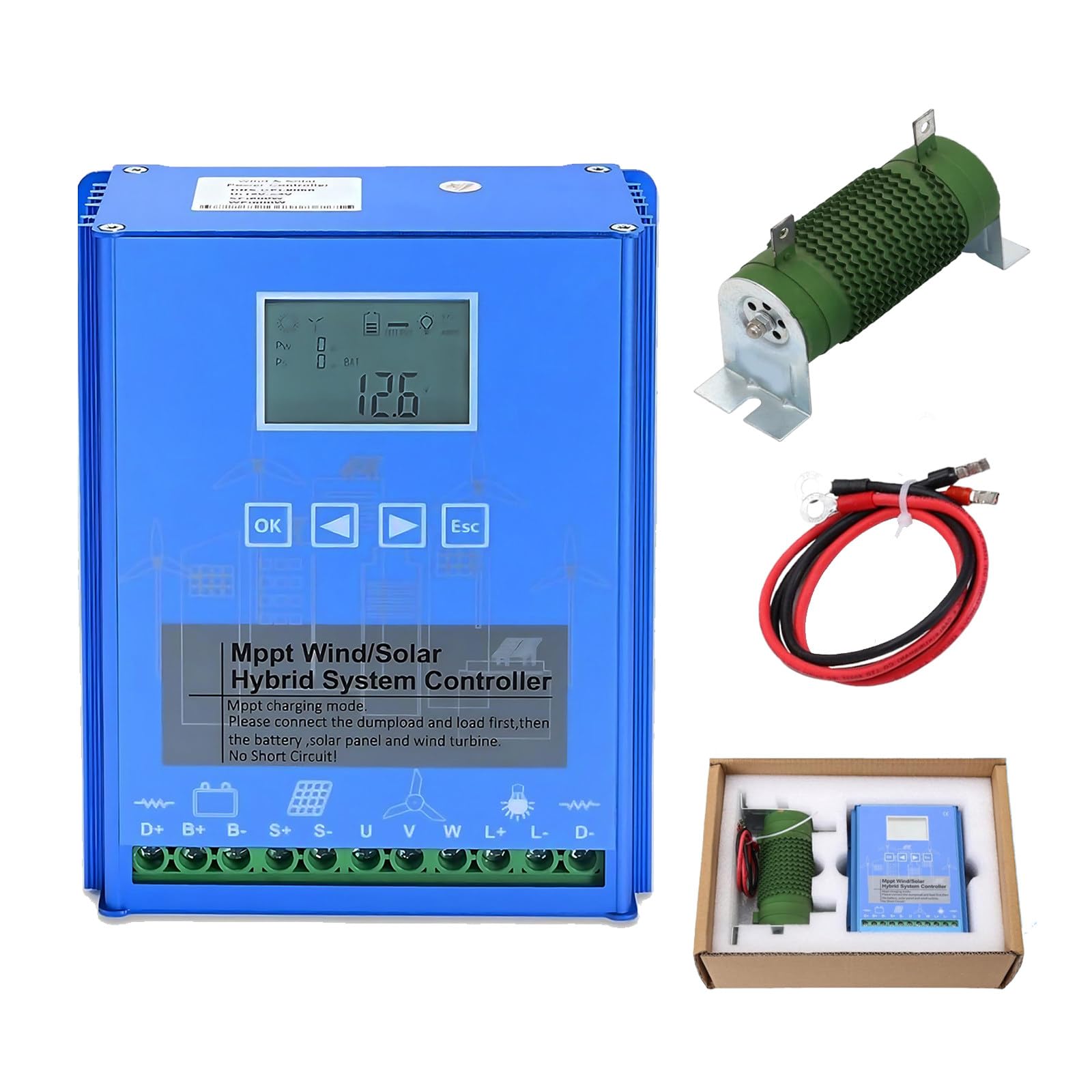 Inteligentny hybrydowy regulator ładowania wiatrowo-słonecznego, 8000-12000W, automatyczny regulator przełączania 12V/24V/48V, hybrydowy regulator MPPT, do domu, rancza 48V-12000W