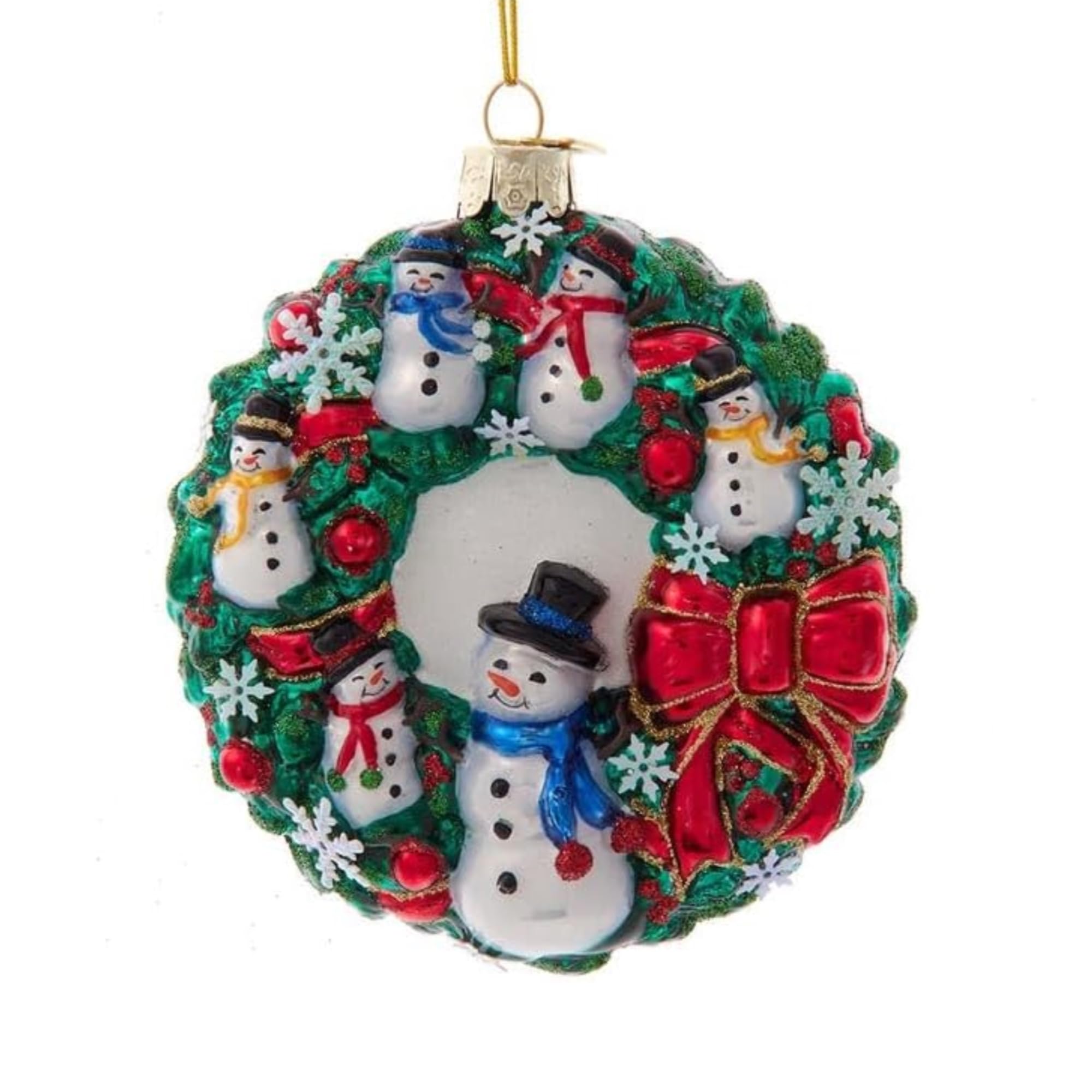 Couronne de bonhomme de neige en verre pour décoration de table festive