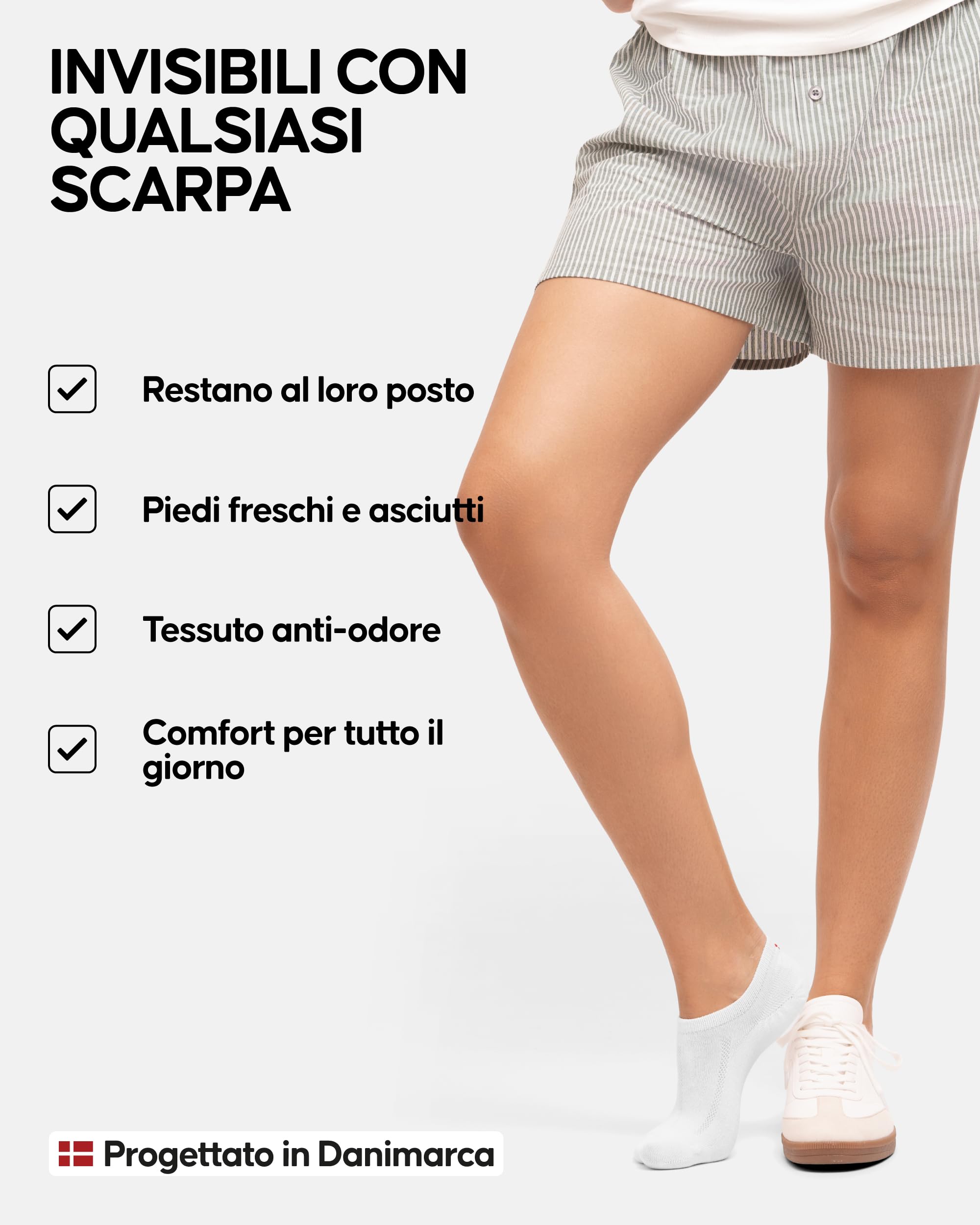 DANISH ENDURANCE 6 Paia Calzini Uomo Donna, Fantasmini Invisibili in Cotone, Calzini Corti Estivi Unisex