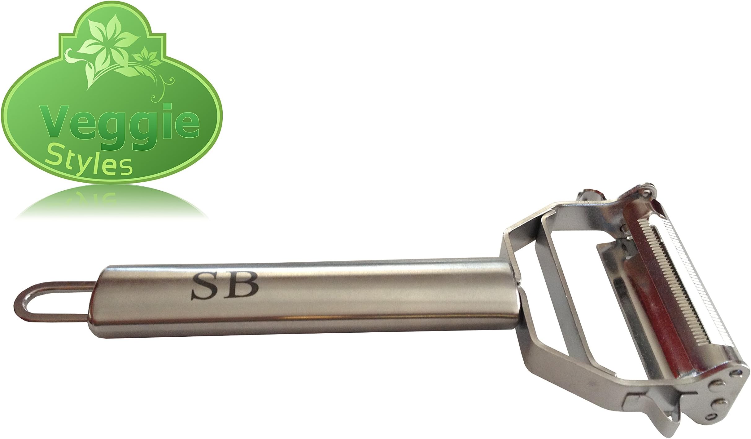 Veggie Styles-Julienne Vegetable Peeler- 4 in 1 Commercial Grade Stainless Steel Dual Edge Peeler- Peels and Juliennes Potato, Carrot, Apple, Pineapple, and other Fruits and Vegetables. Create Amazing Healthy Organic Salads and Dishes with the best Vegetable Slicer you will ever own!