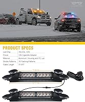 Vista 7 de LUMENIX Barras de Luces Estroboscópicas LED de Emergencia para Salpicadero de Aluminio, Advertencia de Seguridad para Parabrisas Delantero