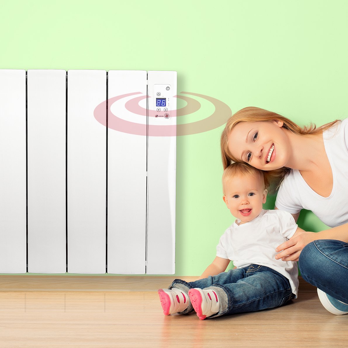Haverland WI5 - Radiateur électrique à haute inertie en fonte d'aluminium (connectable)*, auto-programmable, 800 W, utilisation +6h/jour, +/- 7-12 m², Blanc