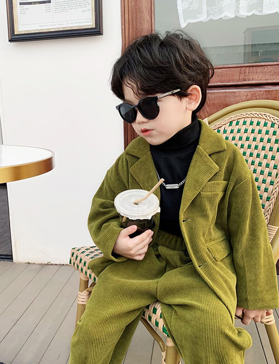 Boys' Corduroy 2-Piece Suit Single Breasted Button Wedding Formal Dinner Tuxedos