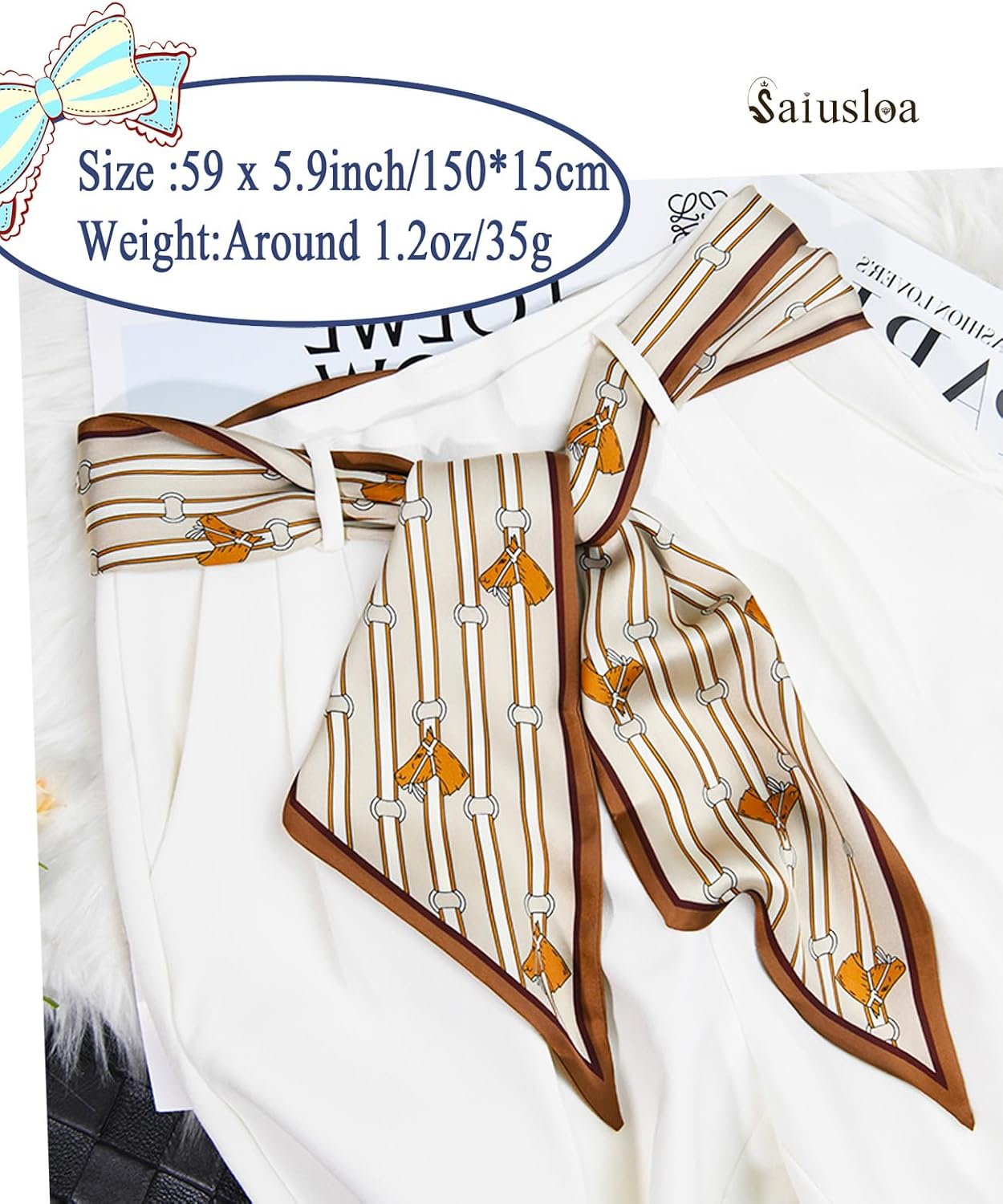 Purse Scarf For Handbags Head Scarves For Women's Hair Bags Scarfs Long Skinny Scarves Fashion Silky - Image 3