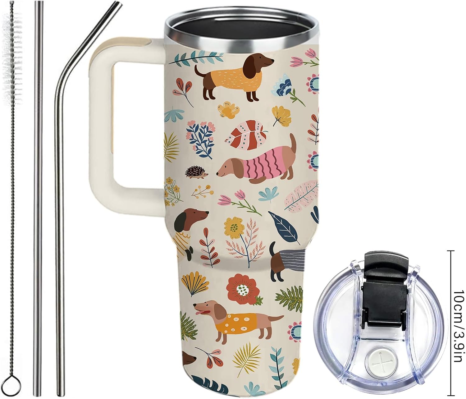 Dachshund Gifts For Women - Birthday Christmas Gifts For Dackel Owners Dog Lovers - Wiener Dog 40oz Tumbler With Handle for Dog Mom, Keeps Drinks Cold & Hot Double Wall Vacuum Insulated Cup - Image 9
