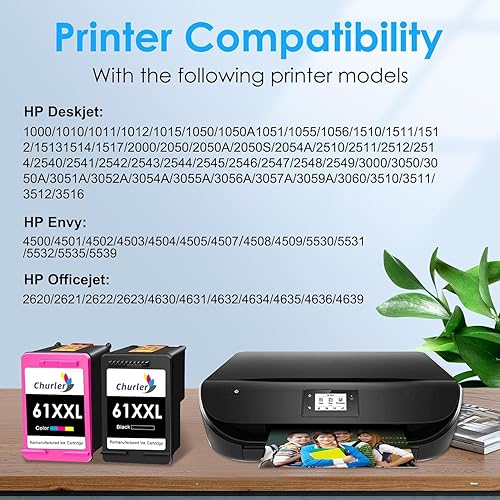 Miniatura 2 de Paquete combinado de cartuchos de tinta 61 XXL de repuesto para HP Ink 61 HP 61XL 61XXL HP Cartuchos de tinta HP con HP Envy 4500 5530 5534 4502