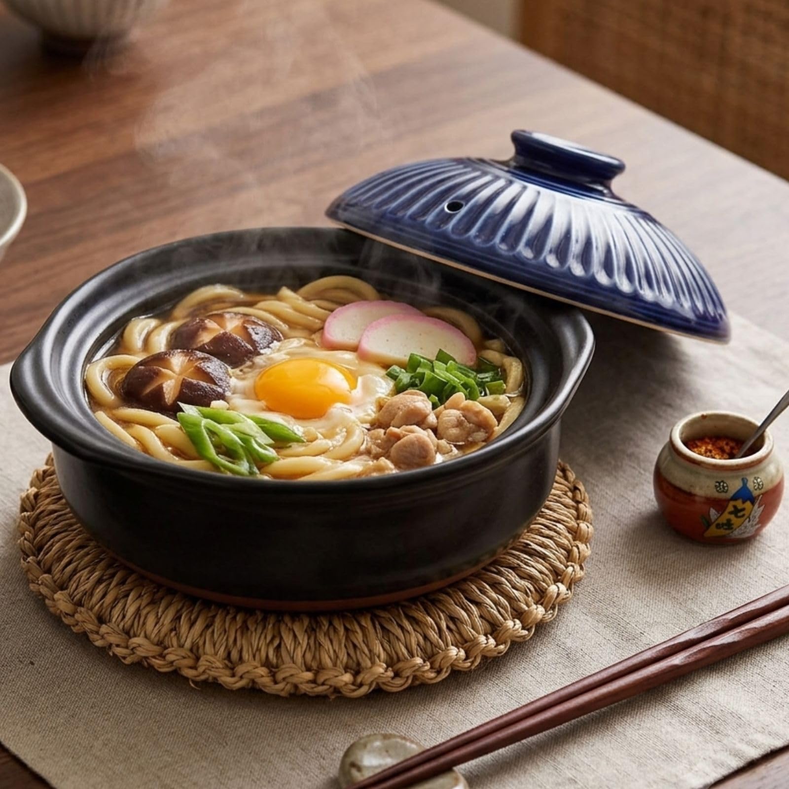 Amazon｜銀峯陶器 土鍋 IH対応 直火可 菊花 瑠璃 6号 1人用 萬古焼