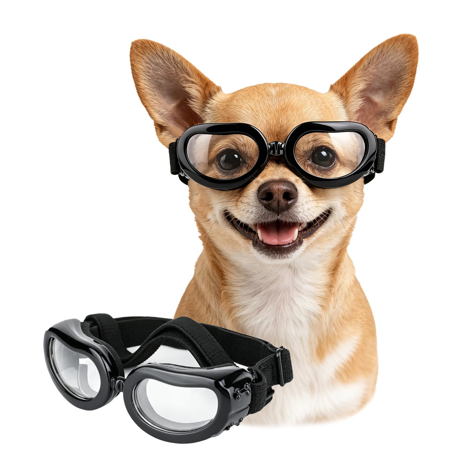 PETLESO Dog Sunglasses for Small Dogs Waterproof Anti-UV Protective Glasses for Small Dogs - Transparent