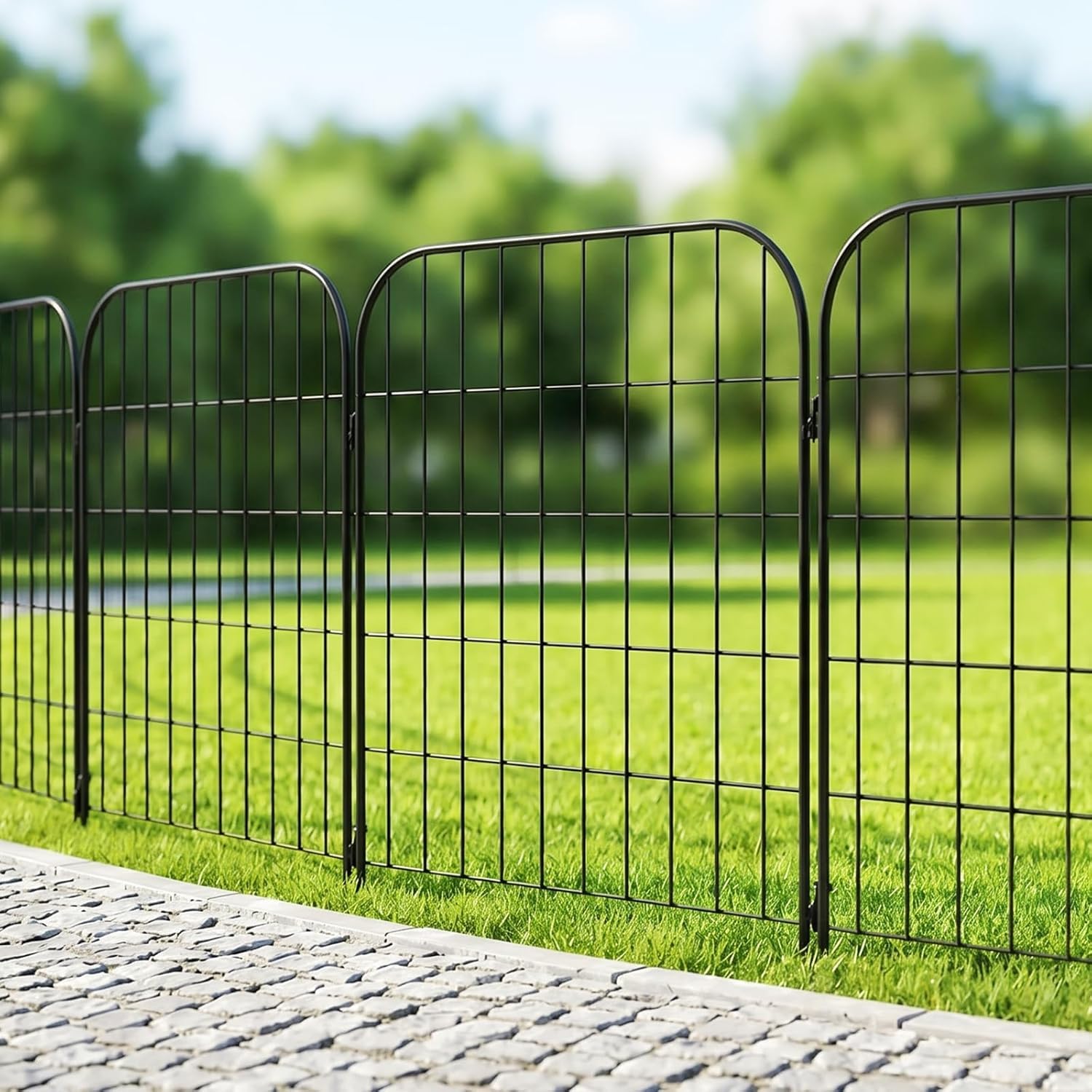 Thealyn Recinzione decorativa da giardino in metallo, 76 cm (altezza) x 56 cm (larghezza) in metallo antiruggine, 5 pannelli, recinzione senza scavo, per cani e patio