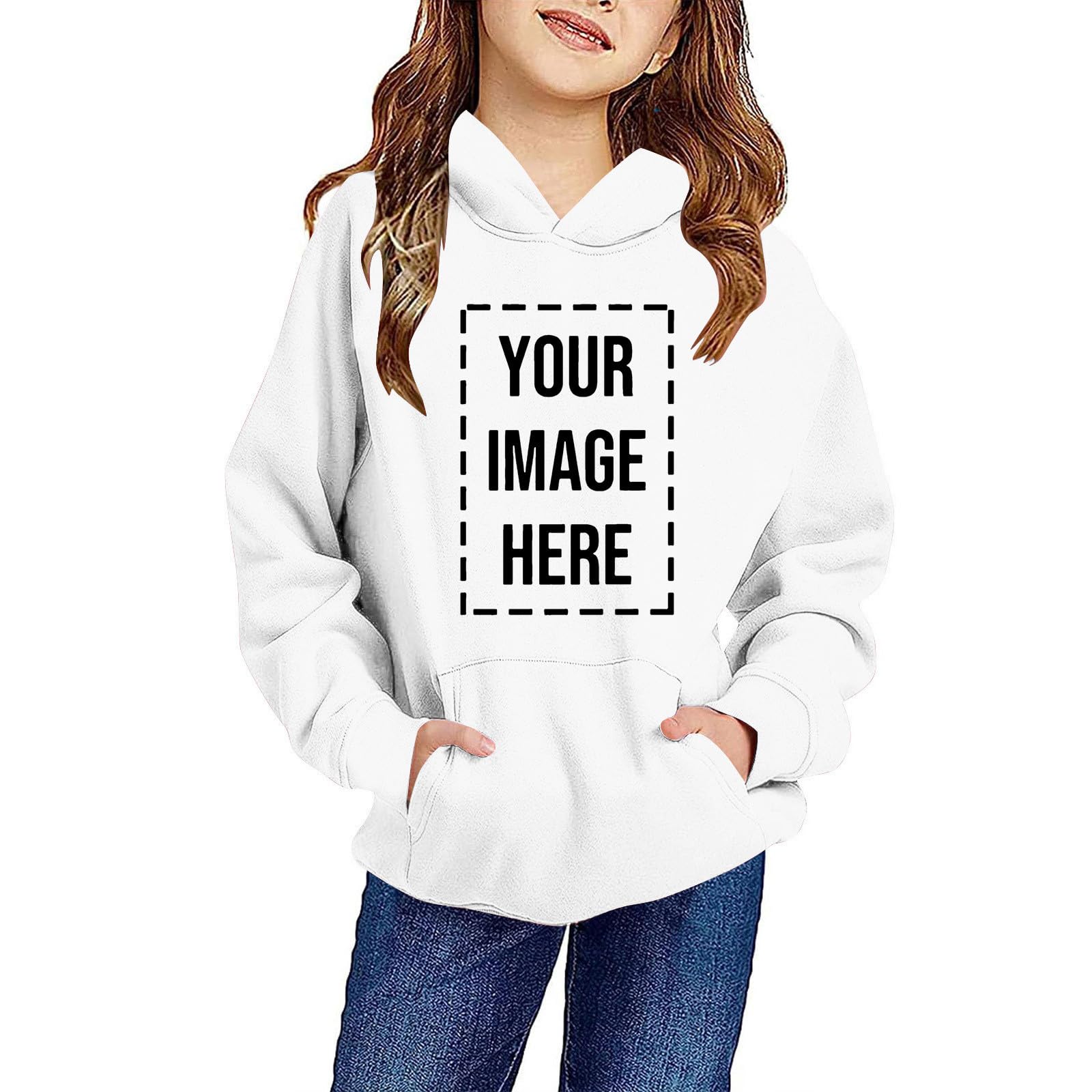 Hoodie Personnalisable Enfant & Ado - Sweat à Capuche Avec Texte/Photo/Logo, Doux Et Confortable
