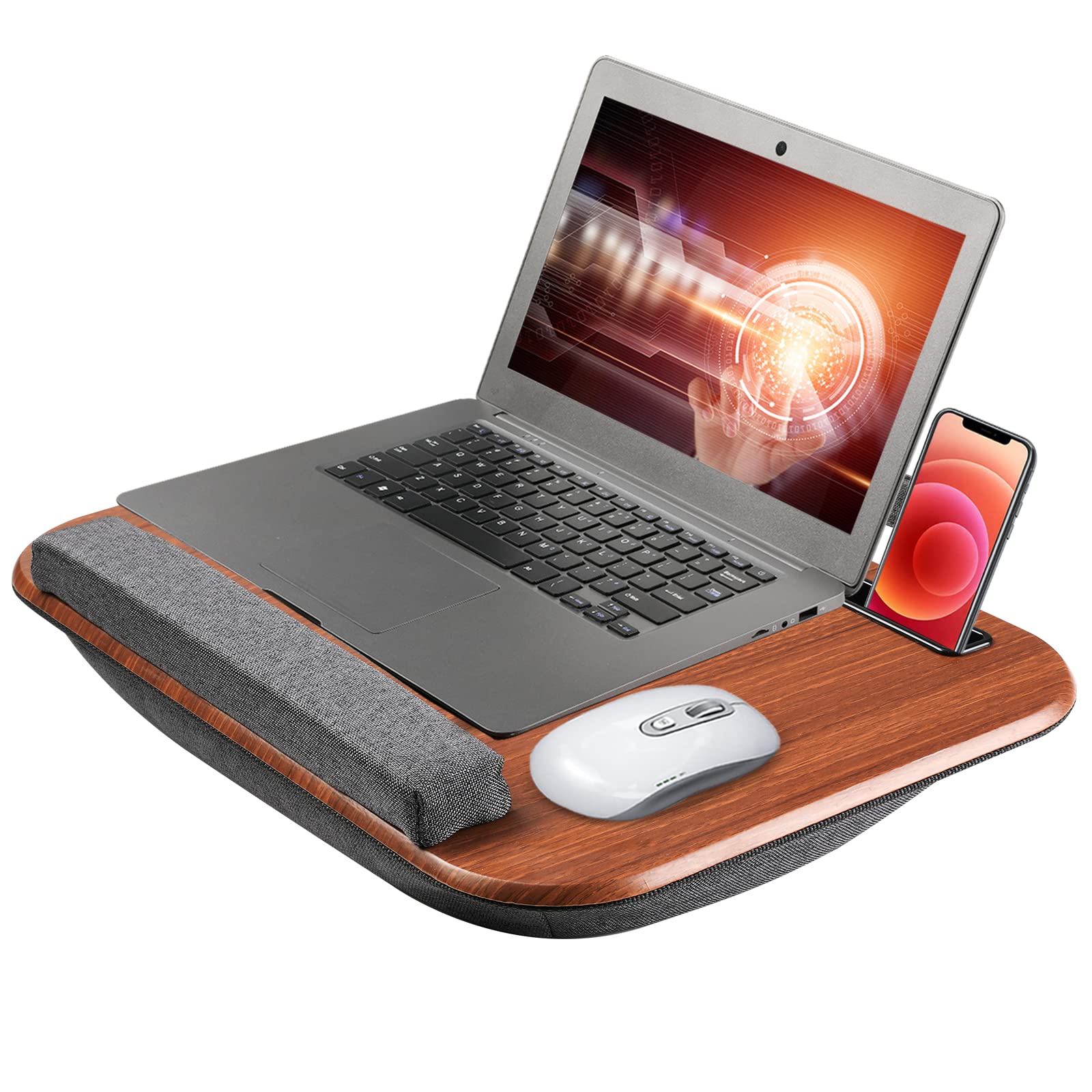 Lap Desk, 17inch Laptop Stand Lap Desk with Cushioned Pillow, Memory Foam Wrist Rest and Tablet