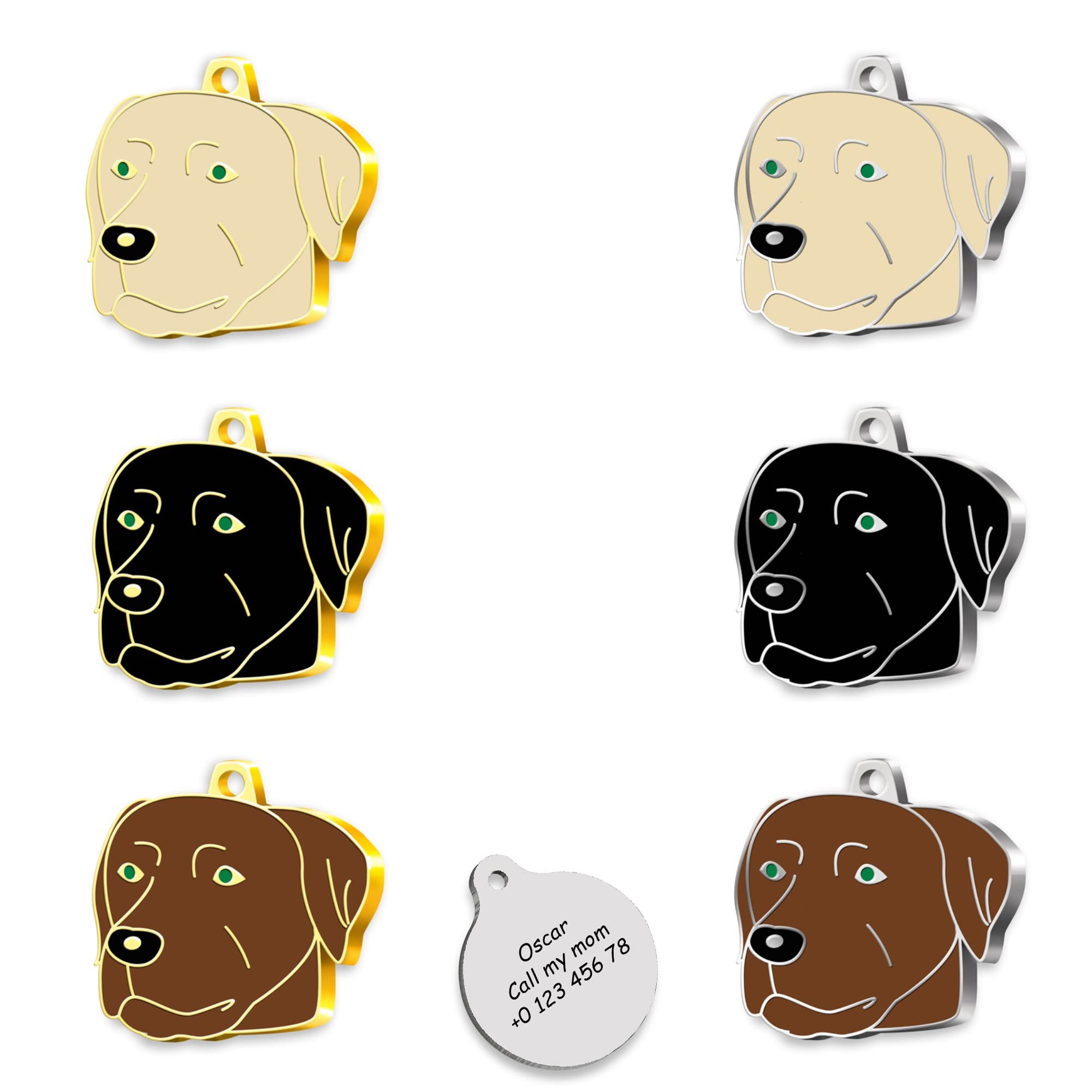 Labrador Retriever 24K Gold Plated - Silver Plated Dog Personalized Dog Tag - Labrador Retriever Name Tag - Customized Pet Tags - Dog Name id Tag for Dog- Engraved Dog Tag (Gold Plated Chocolate)