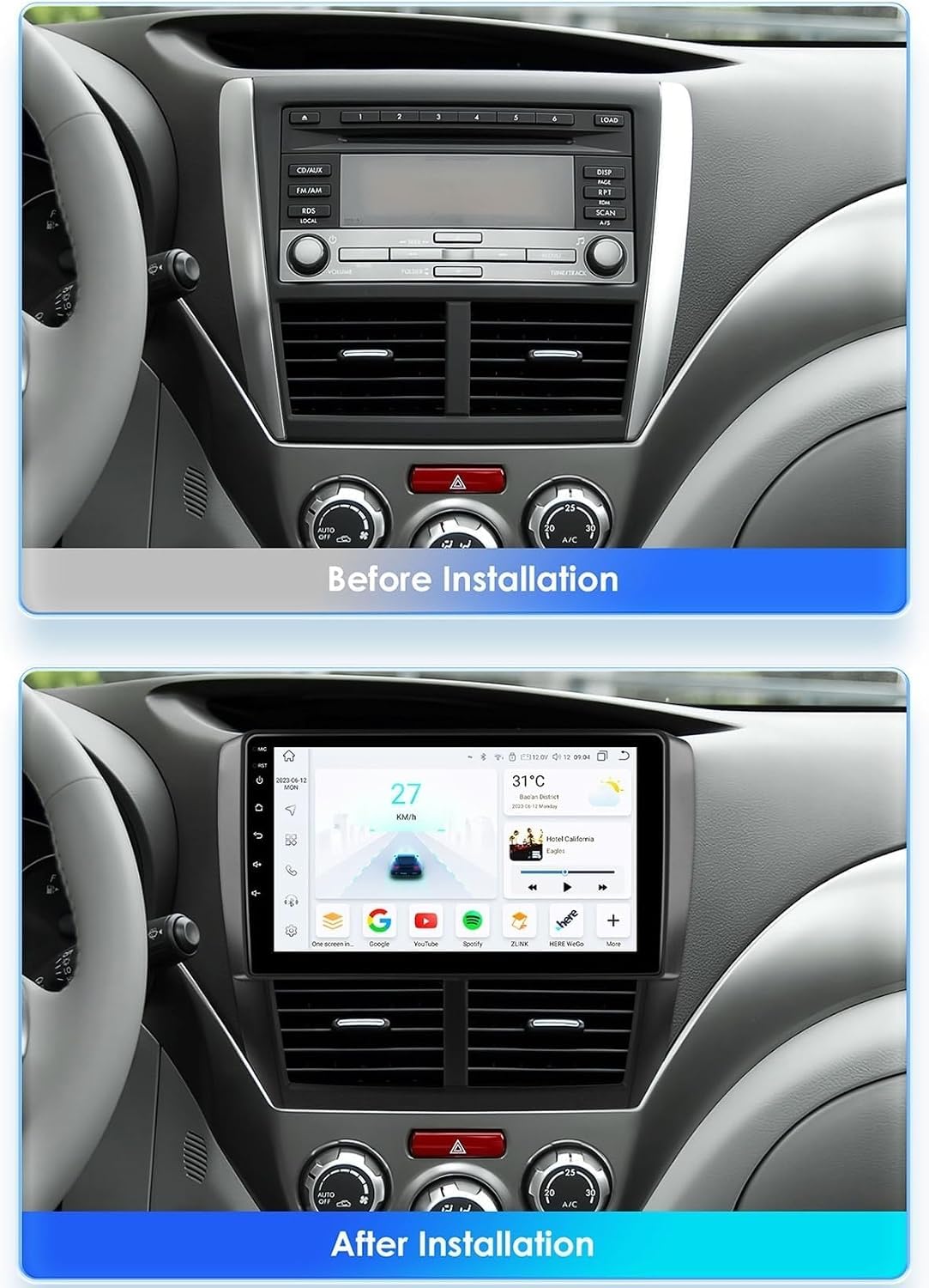 ,A1 1g+32g,9-calowy Android 15 samochodowy odtwarzacz dla Subaru Forester 2007-2012, ekran dotykowy IPS, radio, bezprzewodowy Carplay, Android Auto, GPS, WiFi, Bluetooth, DSP, OBD2, DVR