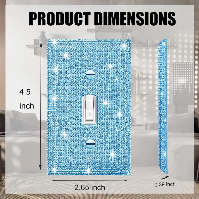 Image of 4 Pcs Shiny Blue Rhinestones Light Switch Plate Wall Plates Toggle Light Switch Cover Decorative Durable Switch Covers Outlet Covers