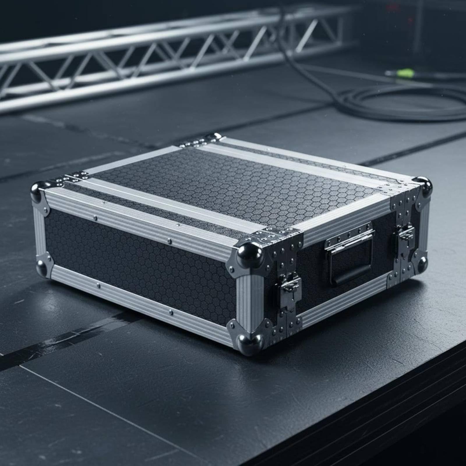 predolo Professional Audio Rack per Apparecchiature Audio Antiurto Case Rigido da Trasporto 2U Costruzione Robusta Valigia Rack in Alluminio per DJ, Tour, Nero+Rosso