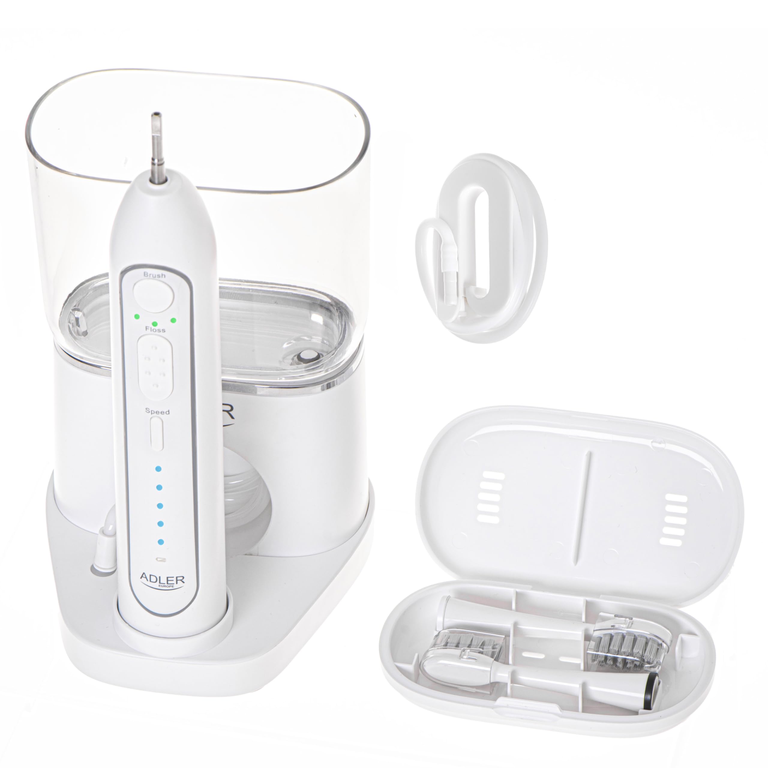 ADLER Irrigador dental 2 en 1 con cepillo sónico blanco