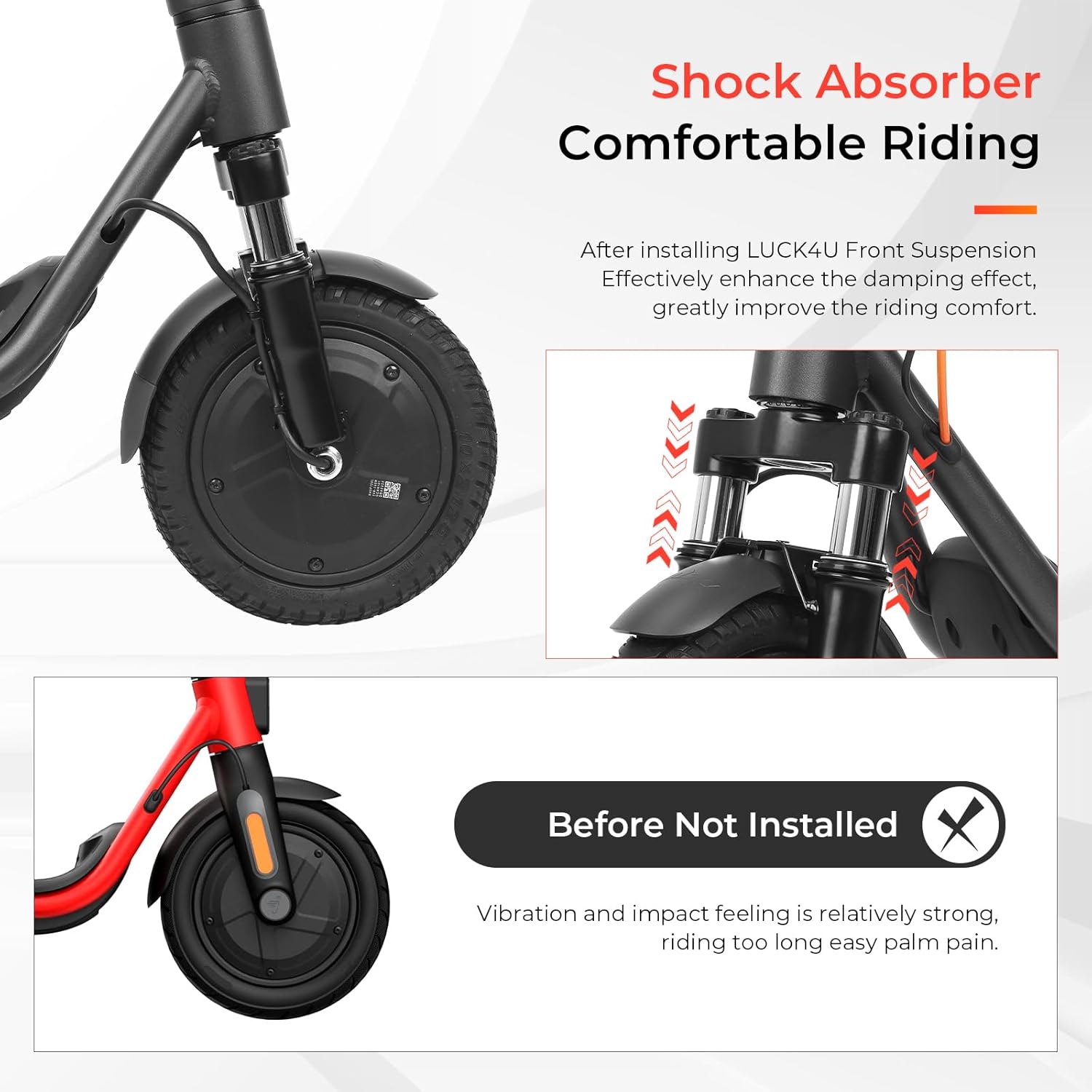 Front Suspension Kit-Shock Absorber with Adjustable Kickstand-Mudguard Fender Accessories for Segway Ninebot F20 F25 F30 F40 F40i D18E D28E D38E D40X Electric Scooters