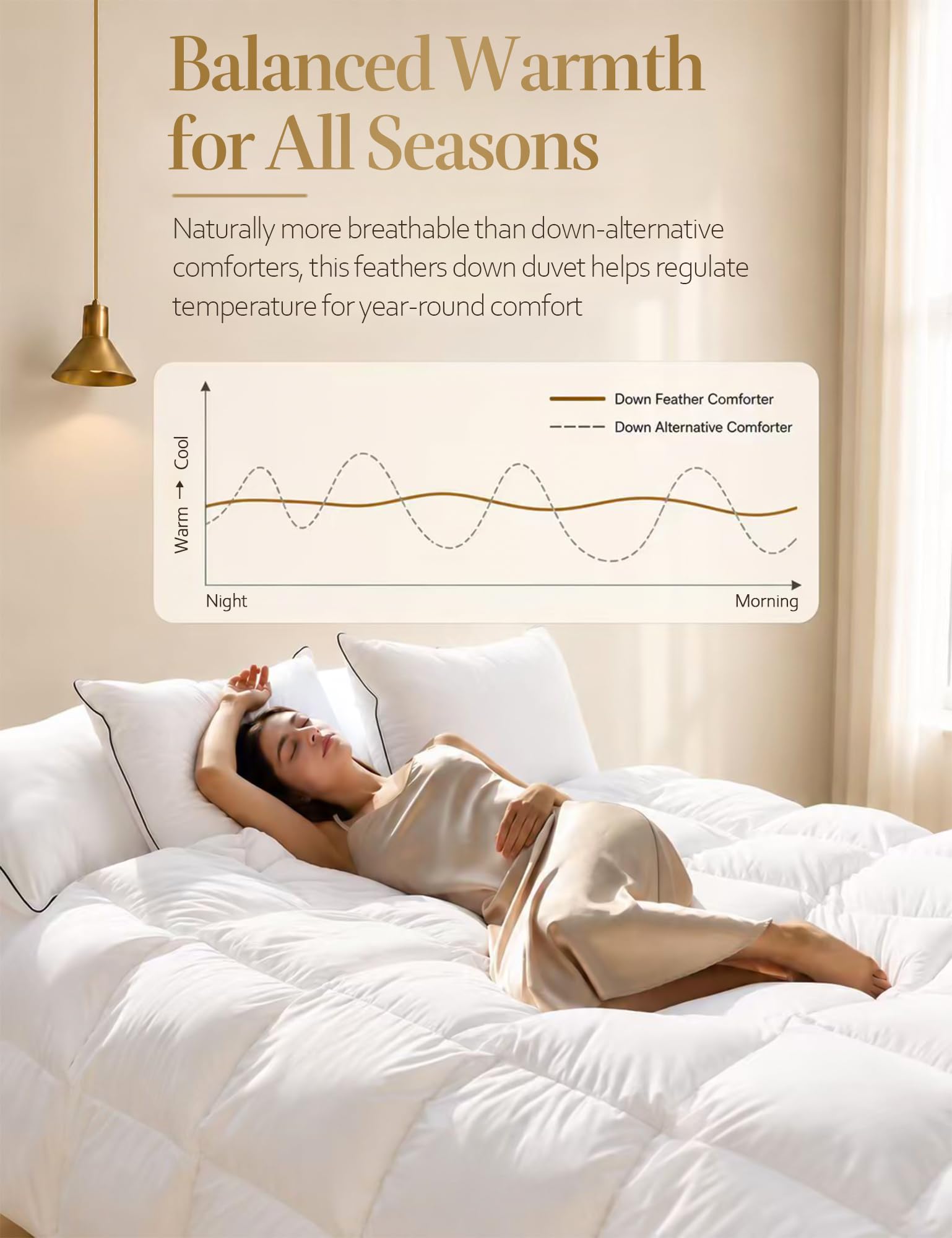 DWR Heavyweight Goose Feathers Down Comforter Duvet Twin, Ultra-Soft Cotton, 750 Fill-Power 42oz Thick Hotel Style Winter Warm Duvet Insert for Cold Weather/Sleeper (68x90, White)