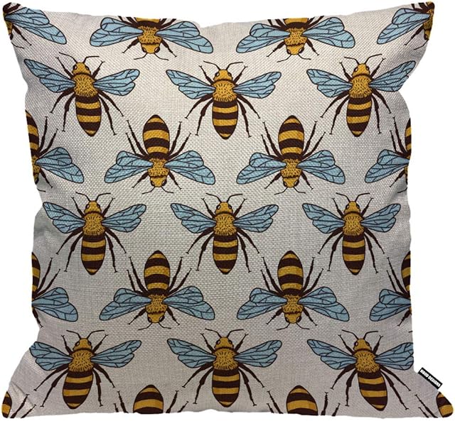 HGOD DESIGNS Cushion Cover Bees Honey Bee Fly Yellow Throw Pillow Cover Home Decorative for Men/Women/Boys/Girls living room Bedroom Sofa Chair 18X18 Inch Pillowcase
