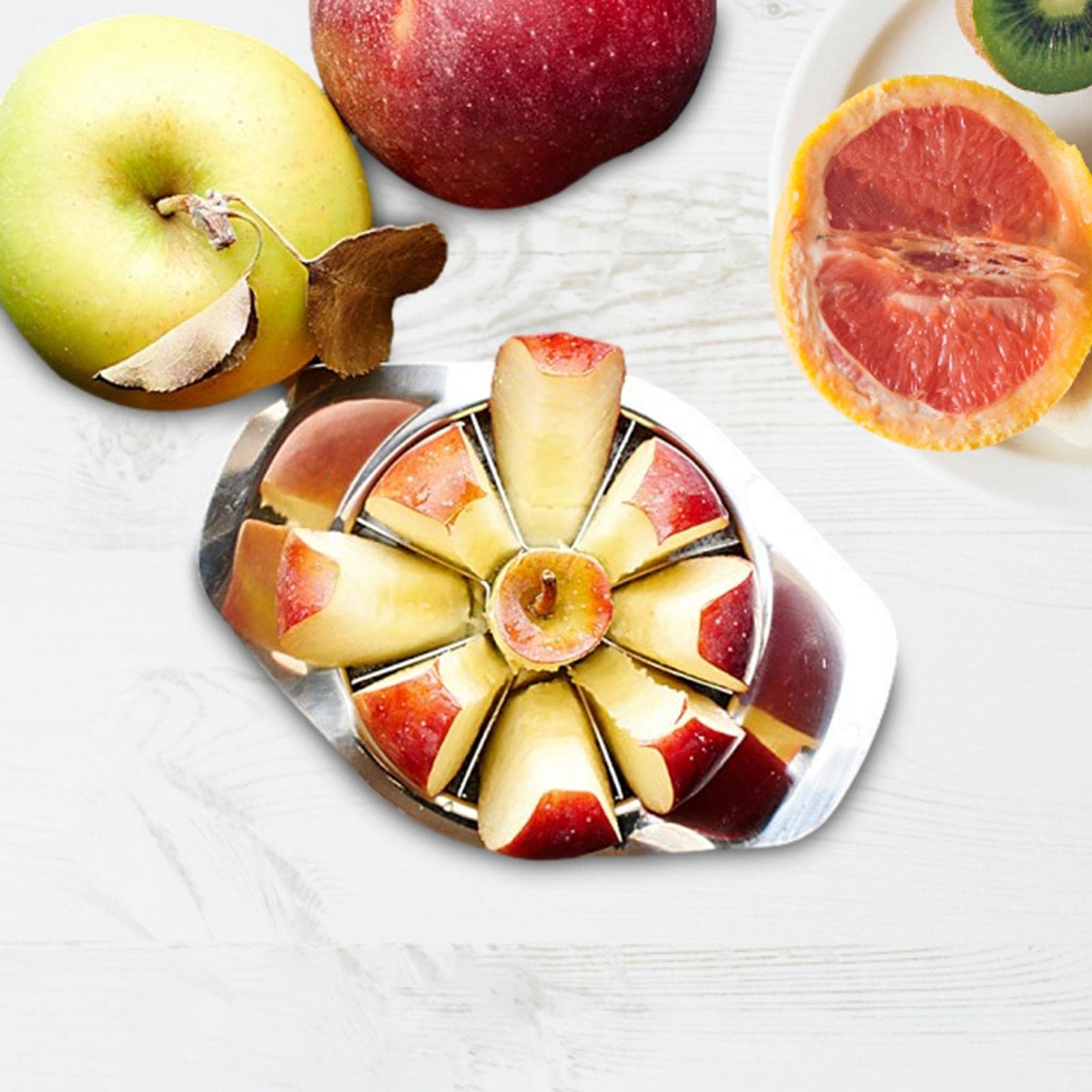 Découpeur à Pommes 8 Tranches - Acier Inoxydable, Coupe Et évide En 1 Geste - Pour Pommes, Poires, Fruits Durs (Rose)