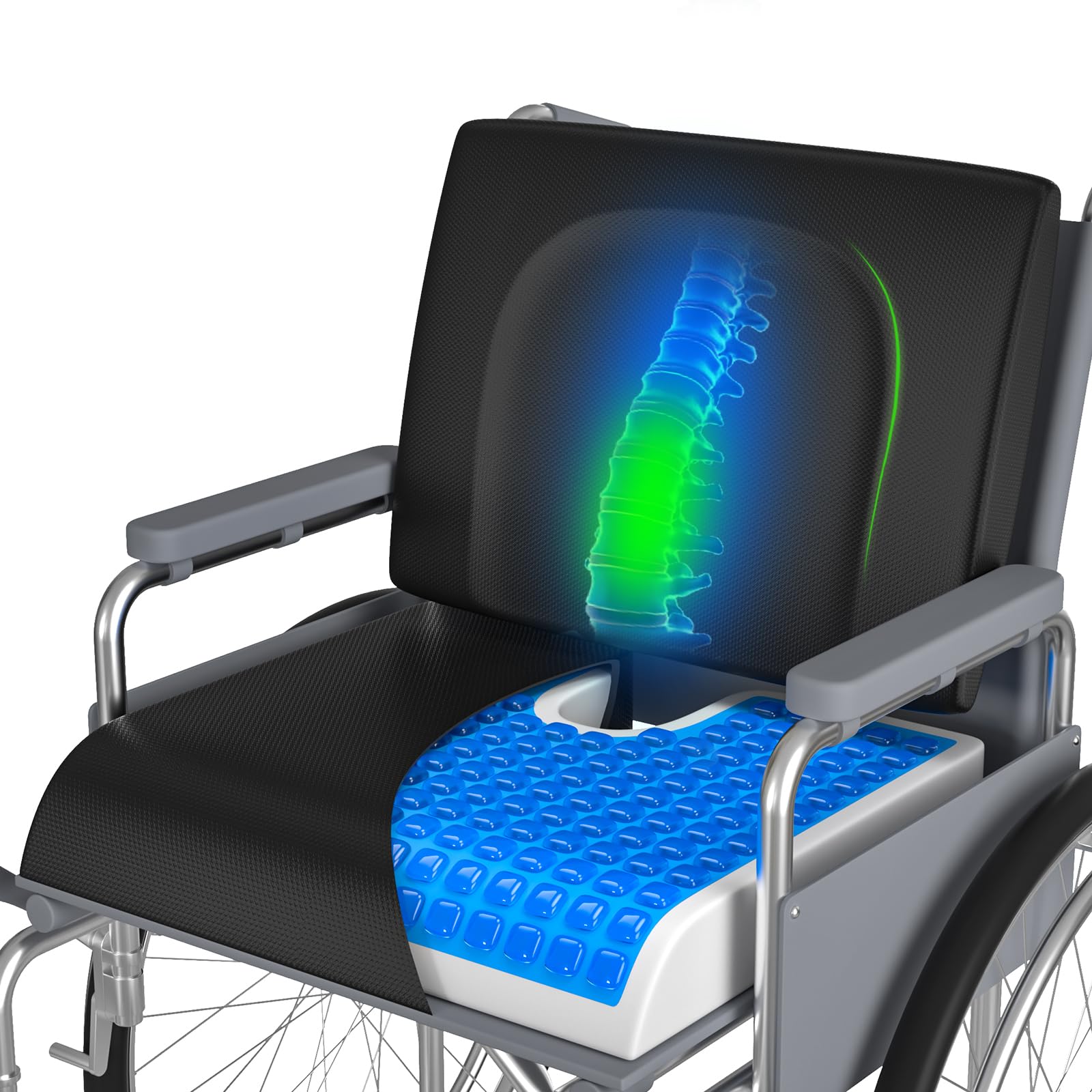 Wheelchair Cushion with Lumbar Pillow