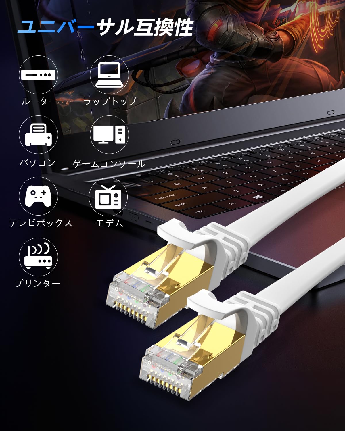 Amazon.co.jp: BUSOHE Cat8 LANケーブル 2M 2本セット フラット 