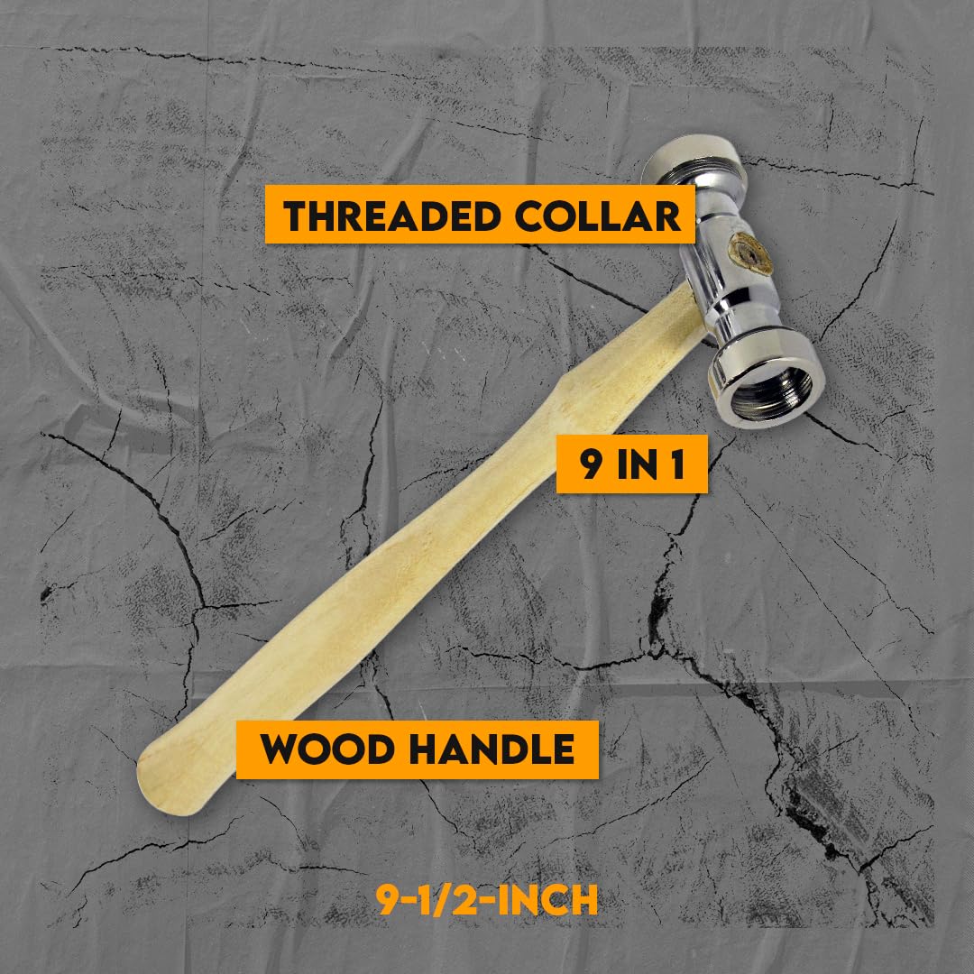 Marteau à Texture Avec 9 Têtes Interchangeables - Longueur 22,9 Cm - Pour Bijouterie, Métaux Doux - Fabriqué En Inde