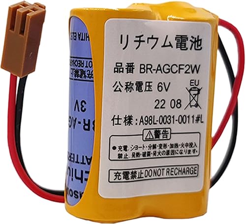 Miniatura 3 de KraToz (10 piezas BR-AGCF2W / A98L-0031-0011 6V 2200mAh PLC batería de repuesto para sistema Fanuc con enchufe marrón