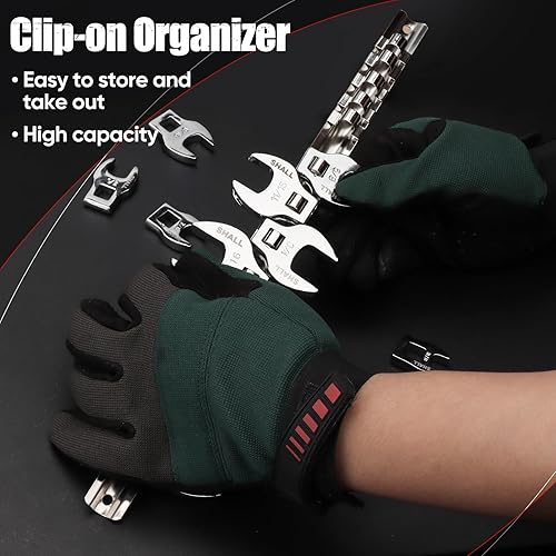 Miniatura 4 de SHALL Juego de llaves de pie de cuervo de 38 pulgadas, juego de llaves SAE de 11 piezas con organizador de clip, 38"-1", herramientas para