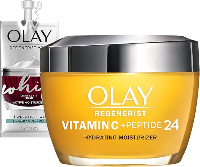 Olay Regenerist Vitamin C + Peptide 24 Brightening Face Moisturizer for Brighter Skin, Lightweight anti aging cream for da...