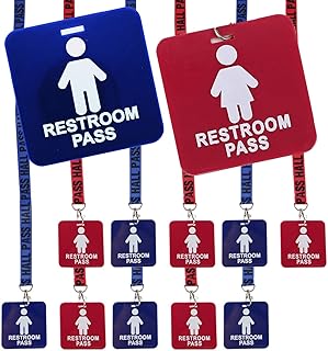 GIFTEXPRESS 12 Piece Hall Pass Lanyards and School Passes Boys and Girl Bathroom Passes