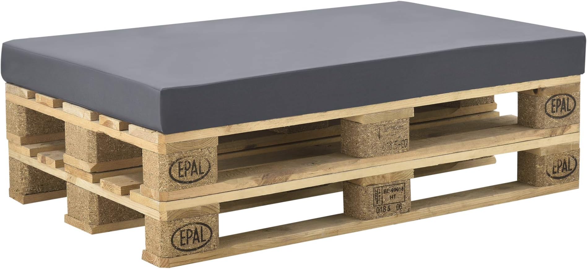 [neu.haus] Euro Pallet Cushion with Cover Outdoor Seating 120x80x10cm Dark grey
