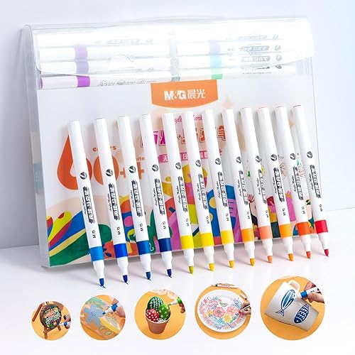 Miniatura 8 de M&G Bolígrafos de pintura acrílica de 64 colores con punta media, bolígrafos de pintura para pintura de rocas, piedra, madera, caligrafía, lienzo,