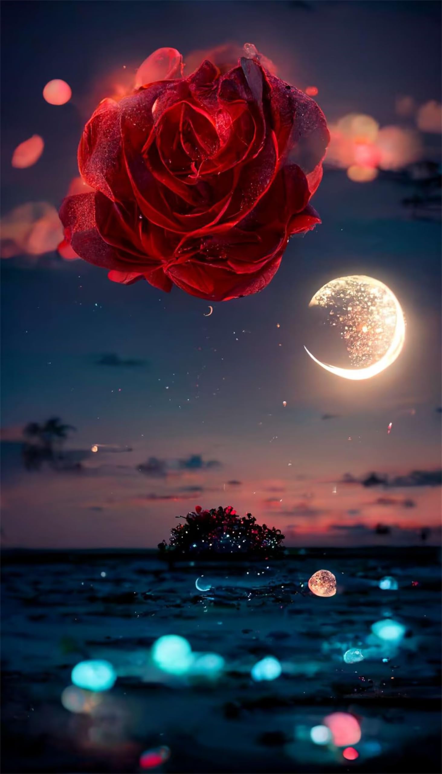 Puzzle dla dorosłych, 1000 elementów, Red Roses Moonlight Artwork Puzzle 75 x 50 cm, kolorowe puzzle "zrób to sam" do dekoracji domu, rodzinne puzzle dla początkujących i dzieci
