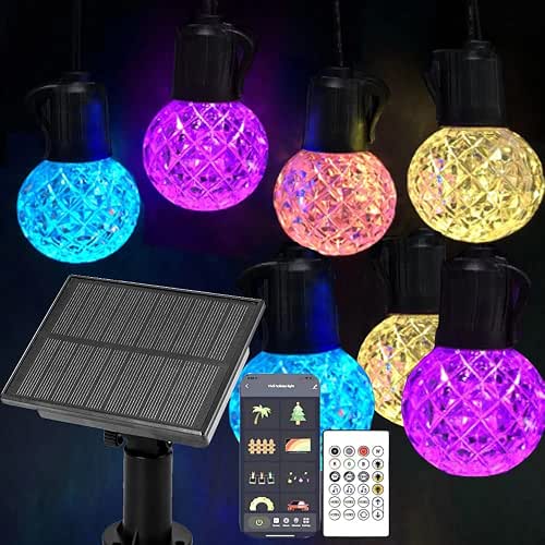 Solar Led Smart String Lights, 25 LED RGBW Bulbs Color