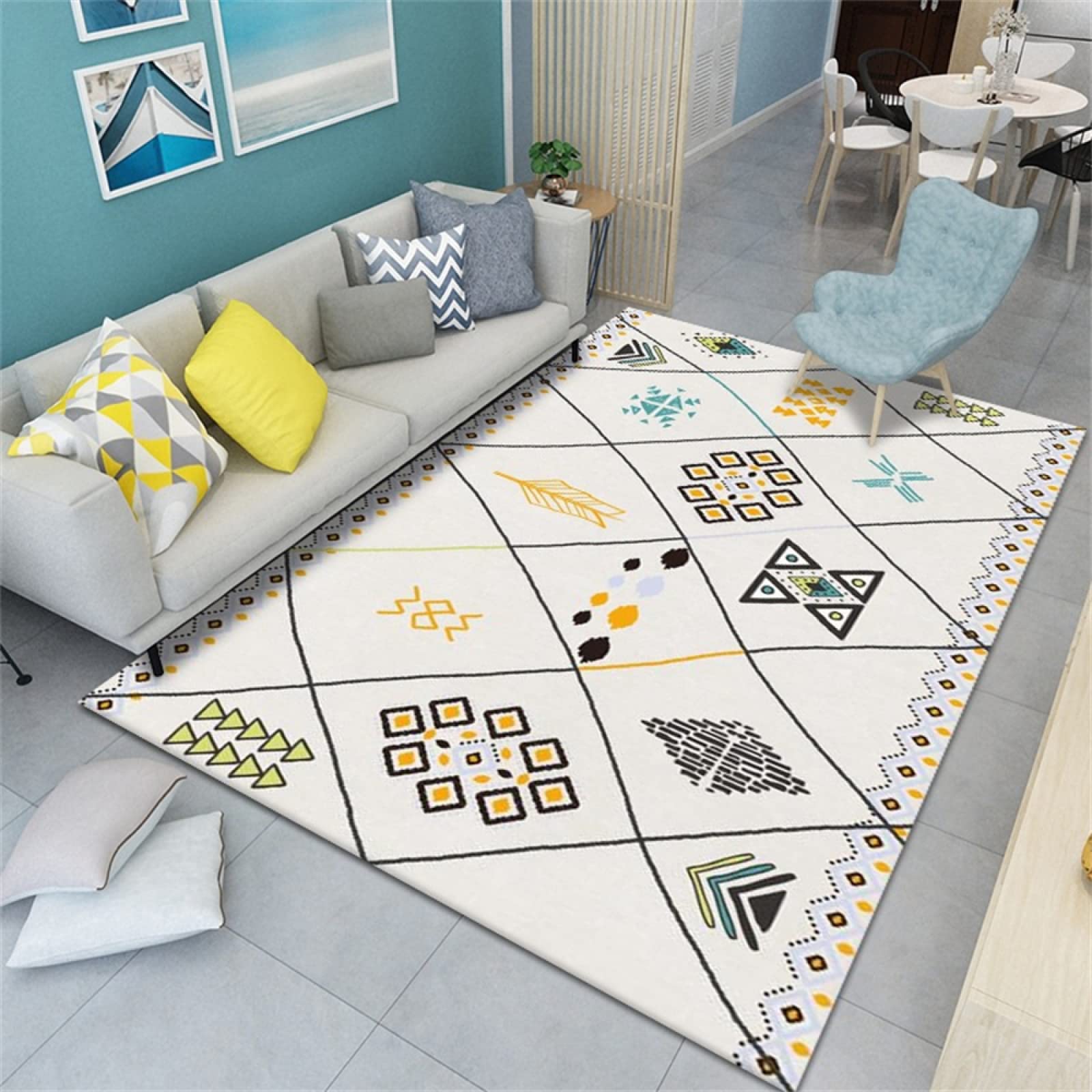 Alfombra de habitacion pequeñas gris facil de lavar para mantener el suelo limpio y sin polvo