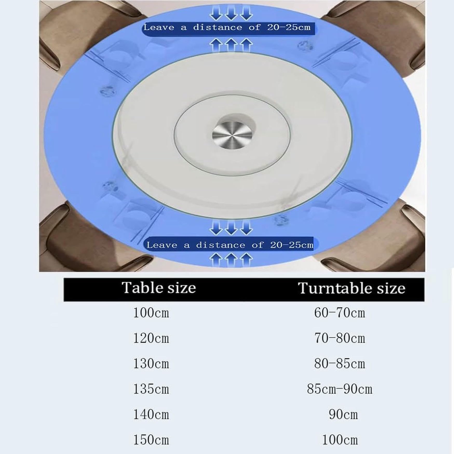 Large Tempered Glass Turntable for Dining Table, 50 cm, 70 cm, 80 cm, 100 cm, Lazy Susan Table Top Rotating Plate, Hotel Rotating Serving Plate (24 inches (60 cm)