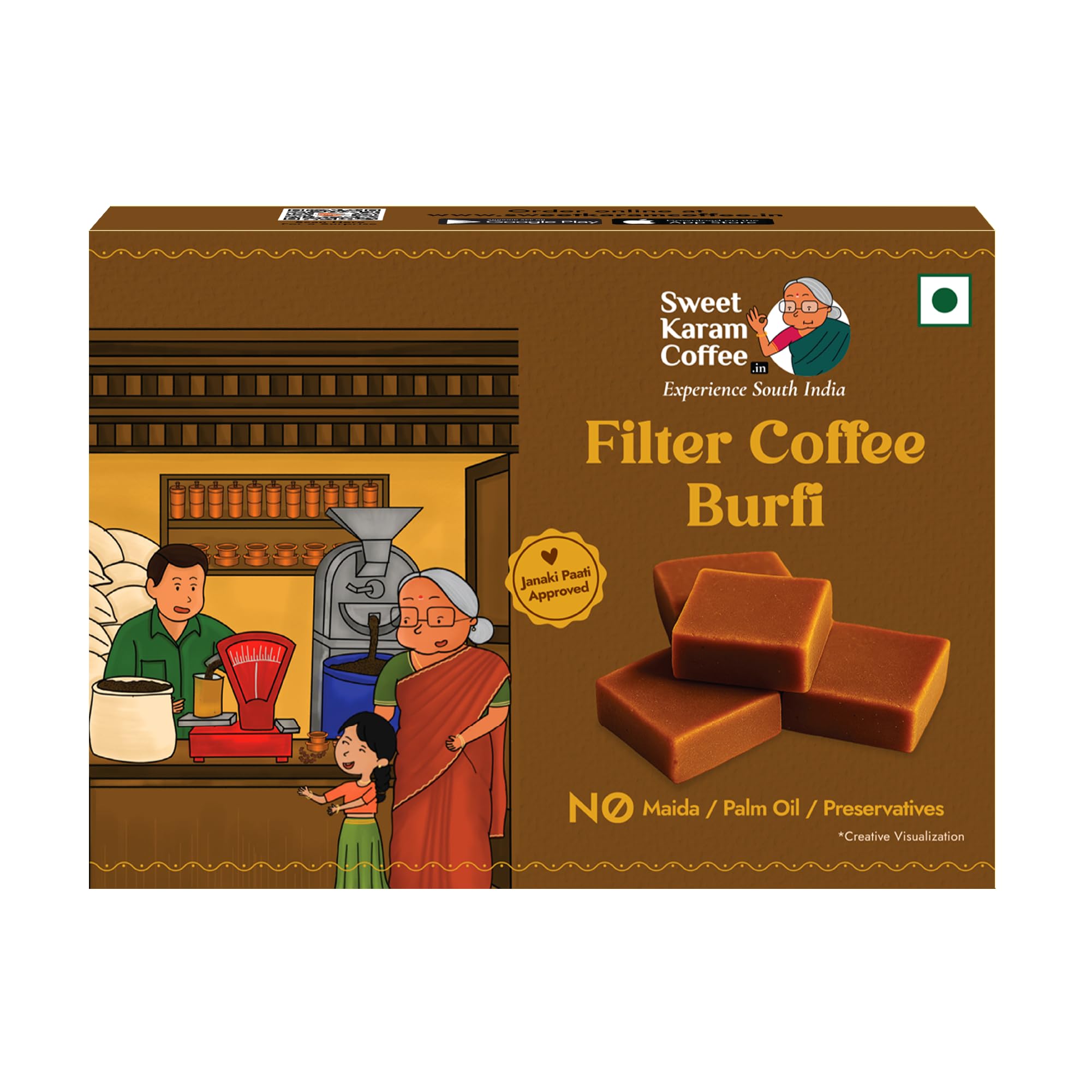 SWEET KARAM COFFEE Filter Coffee Burfi 125Grams|Real Coffee-Infused Ghee Mithai|Made With Pure Filter Coffee & Ghee|No Refined Sugar|Unique Homemade Recipe|Perfect For Gifting & Festive Celebration