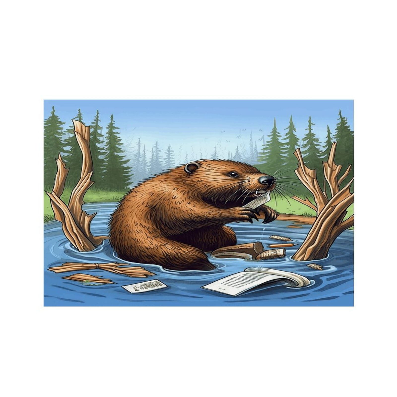 Busy Beaver Cartoon Placemats Non-Slip Heat Resistant Table Mats Flax Washable Cloth Place Mats Easy to Clean Premium Placemat for Kitchen Dining Table Decor Party Outdoor
