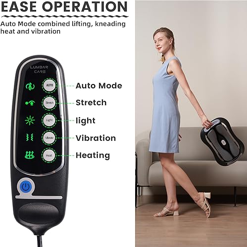 Miniatura 7 de Dispositivo de tracción lumbar, dispositivo de tracción de espalda baja con 2 pilares dinámicos de estiramiento, 3 niveles de masaje vibratorio