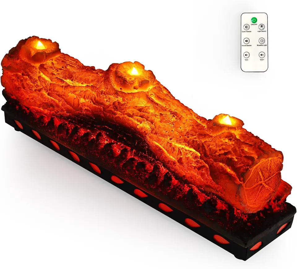 DAINIQUKANHAI Electric Fireplace Logs Realistic Flame Effect with Candle LED Flame Light USB Powered...