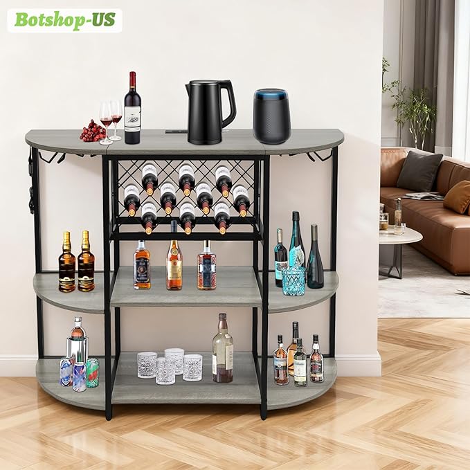 Gabinete Barra de Café Metal Moderno con Luz LED y Salida para Botellas miniatura 4