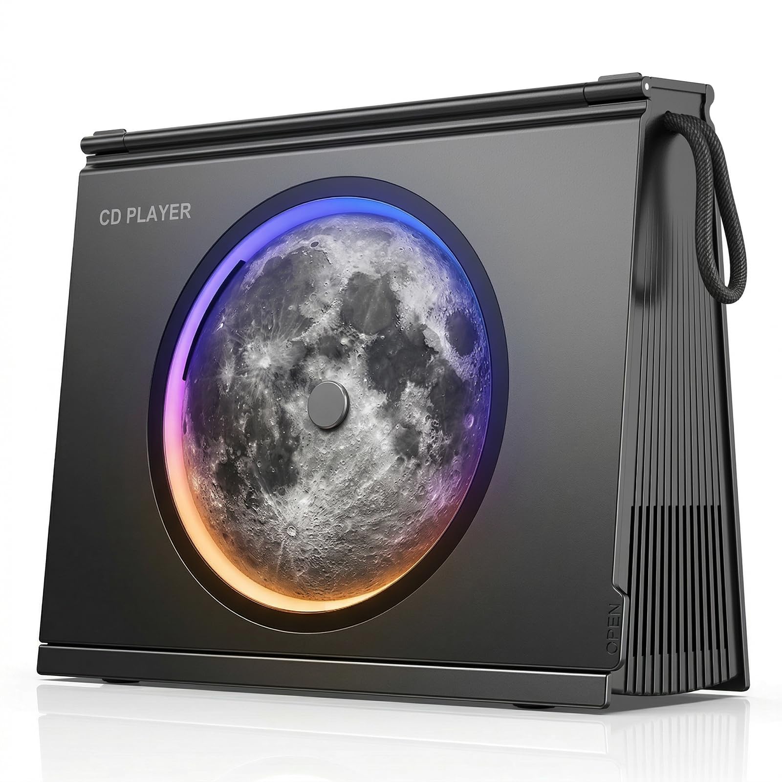 Gueray Lecteur CD Portable avec Lumière, Bluetooth 5.3 Enceinte HiFi Batterie 4000mAh Rechargeable Design Bibliothèque Indicateur de Niveau de Batterie Cadeau Original Homme Femme pour Décoration